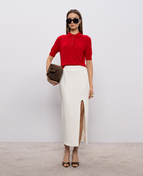 Victoria Beckham Червоне поло з вовни з логотипом 1126KTP007013A