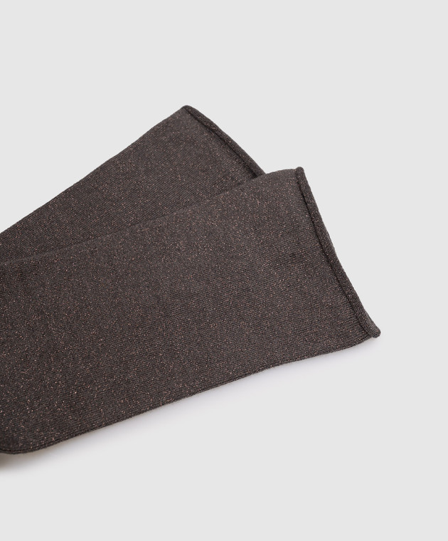 Brunello Cucinelli Темно-сірі шкарпетки з кашеміром та шовком з люрексом M41945019P зображення 2