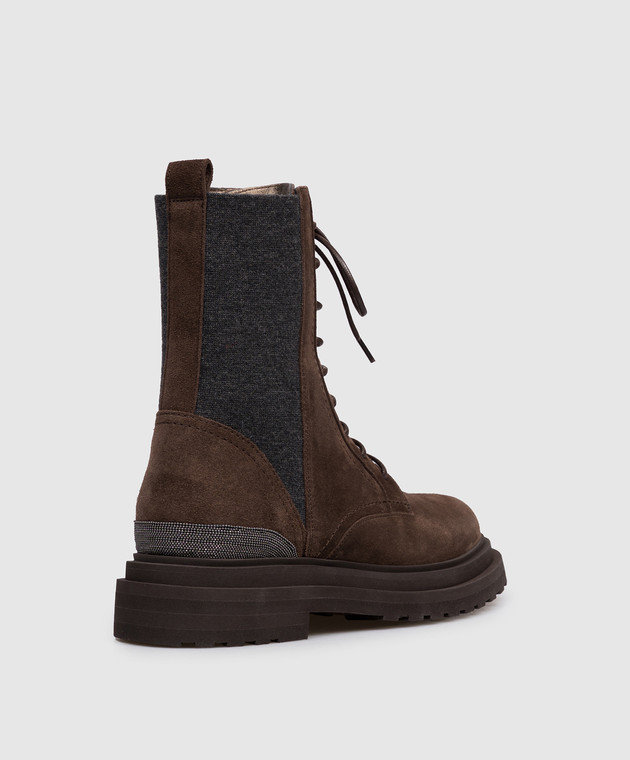 Brunello Cucinelli Коричневые замшевые ботинки с цепочкой мониль MZSFG3308P изображение 3