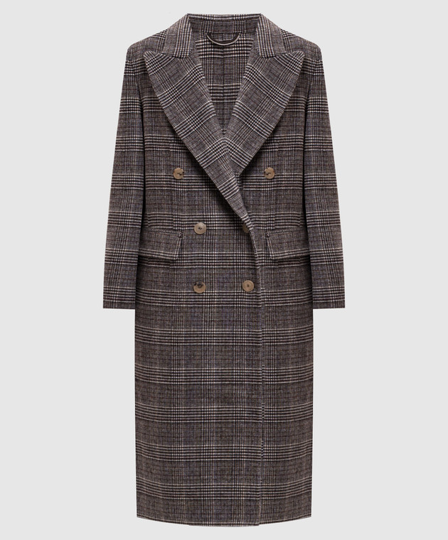Ermanno Scervino Двухбортное пальто из шерсти в клеточку D496D314ZLD