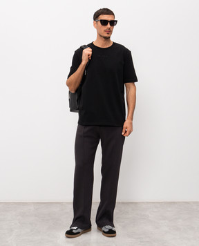 Balmain Чорна футболка з вишивкою логотипа GH0EG000BD10