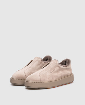 Santoni Серые замшевые кроссовки на меху WBCD61323TARPSAP