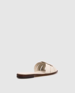 Doucal's Шкіряні шльопанці кольору айворі DD8696DEGNUF073