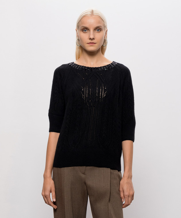 Ermanno Scervino Черный свитер из кашемира с короткими рукавами D495L325RCTZTW изображение 3