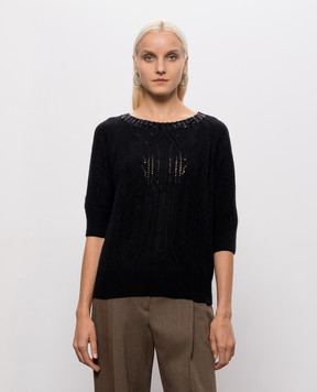 Ermanno Scervino Чорний светр з кашеміру з короткими рукавами D495L325RCTZTW