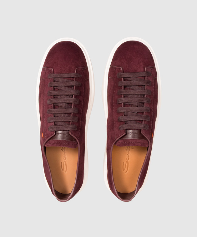 Santoni Бордовые замшевые кеды WBCD61322BARTTOY изображение 4