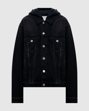 Vetements Чорна джинсова куртка з капюшоном MH27DJ068B
