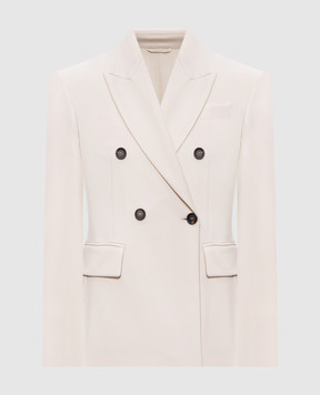 Brunello Cucinelli Бежевый двубортный жакет MG5537243P