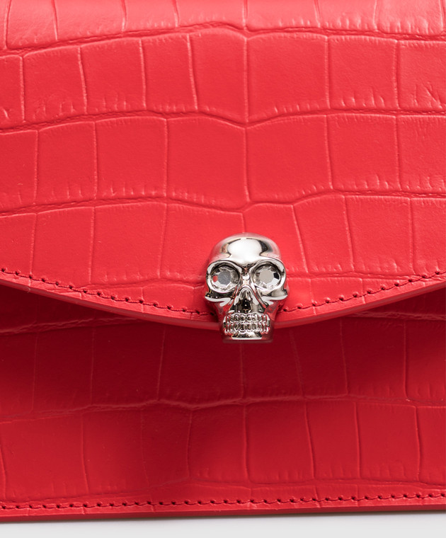 Alexander McQueen Чорна шкіряна сумка Skull з тисненням під шкіру крокодила 8746191HBT2 зображення 4