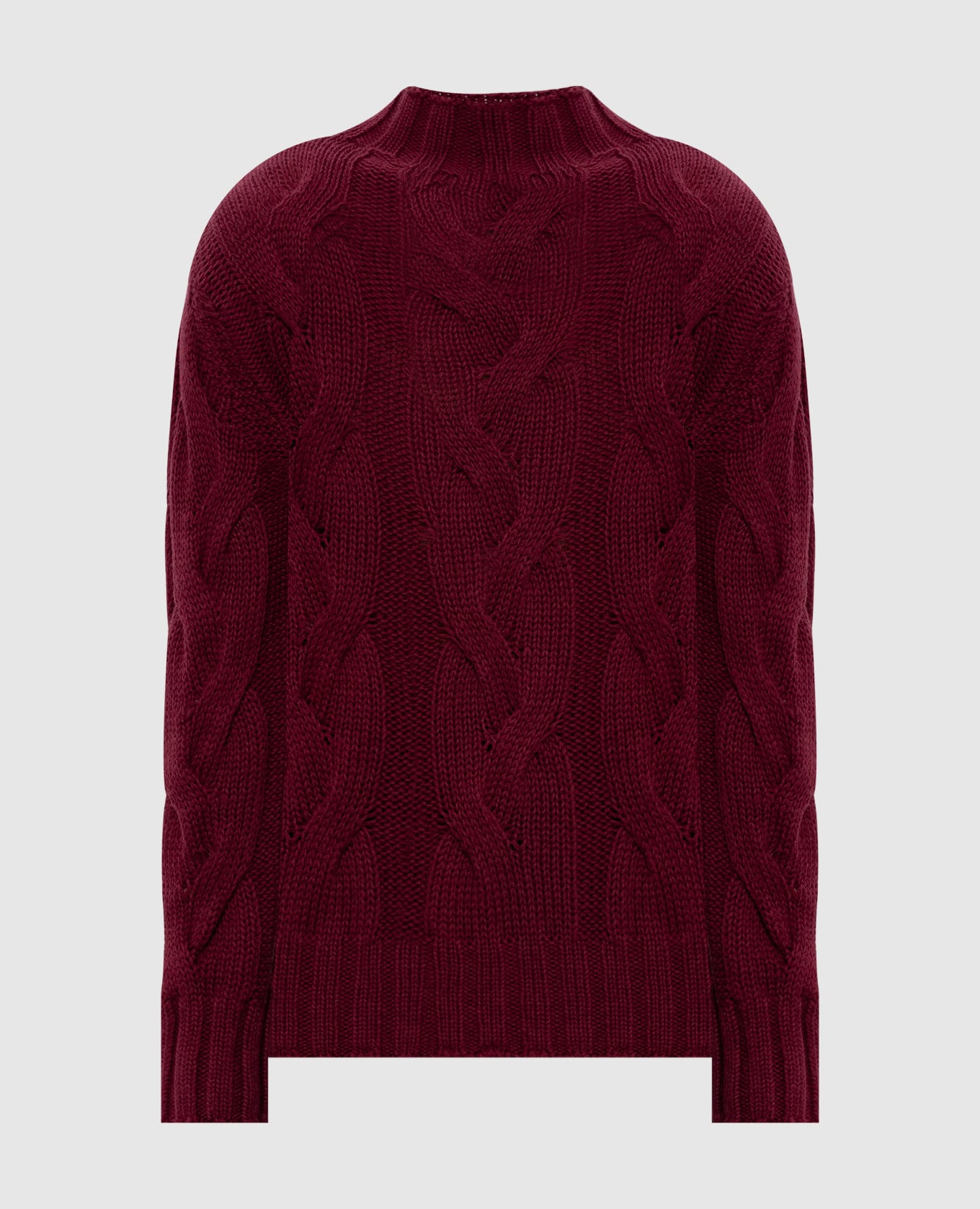 Бордовый свитер с шерстью в узор
