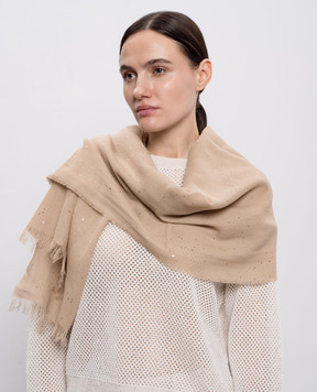 Peserico Бежевый шарф с пайетками A31536C0CC750