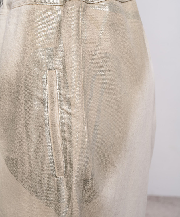 Y`S Yamamoto Бежевые кюлоты с эффектом металлизированного напыления YKP13006 изображение 5