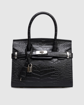 Gianni Notaro Черная кожаная сумка Cocco с тиснением под кожу крокодила 414COCCONIK
