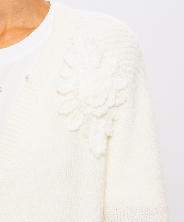 Twinset Кардиган цвета айвори с аппликациями 262TT3192 изображение 5