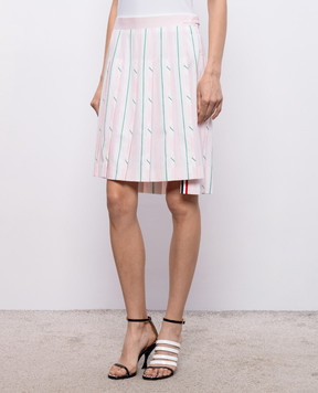Thom Browne Розовая юбка-плиссе в полоску FGCA37UF1159