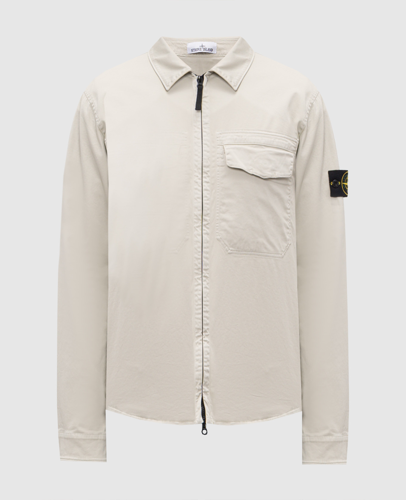 Серая рубашка на молнии с логотипом патча
