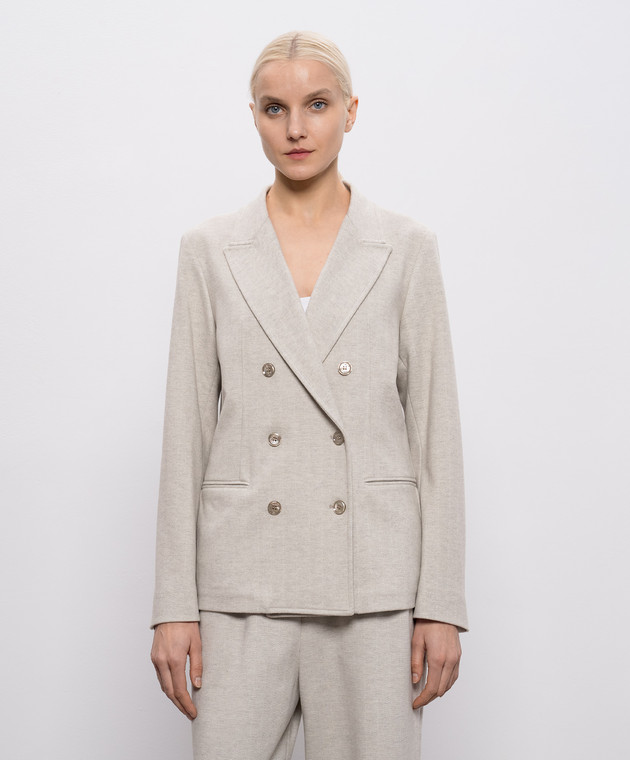 MooRER Серый двубортный жакет ALERIAPAR изображение 3