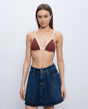 Brunello Cucinelli Коричневый лиф от купальника с цепочкой мониль MQ965VS889