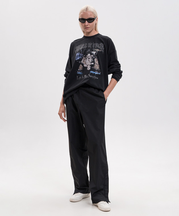 Vetements Чорний лонгслів з принтом MH27LS206B зображення 2