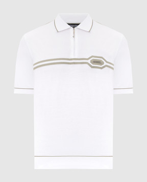 Stefano Ricci Біле поло з шовком з контрастними смужками K818119P31F26285