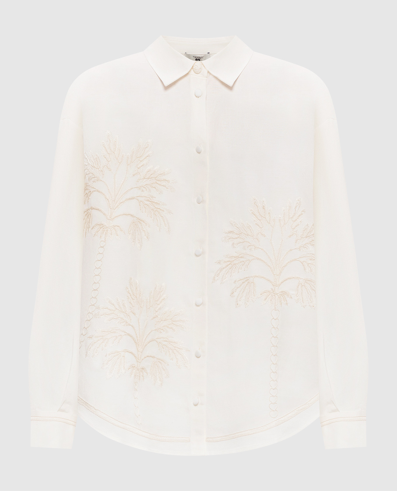 Біла сорочка з льоном з вишивкою