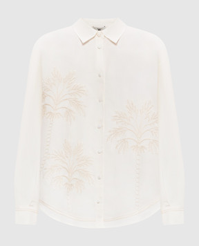 Twinset Белая рубашка с леном с вышивкой 261LM2MAA