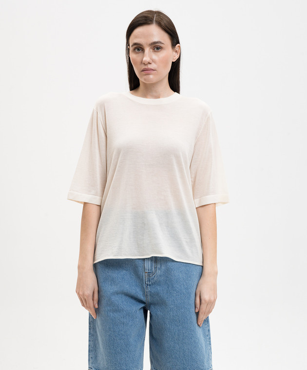 Loulou de Saison Футболка Nala цвета айвори из кашемира NALA изображение 3