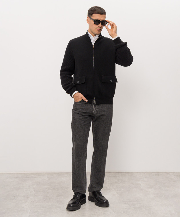 Cashmere&Whiskey Черный кардиган с шерстью и кашемиром MU10841312543R изображение 2
