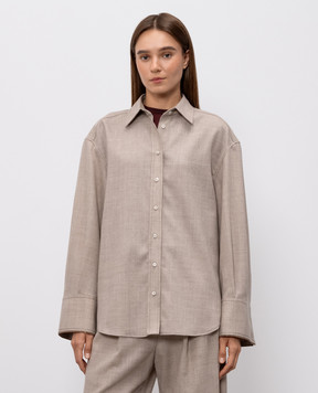 Brunello Cucinelli Бежевая рубашка из шерсти MP550M1M06