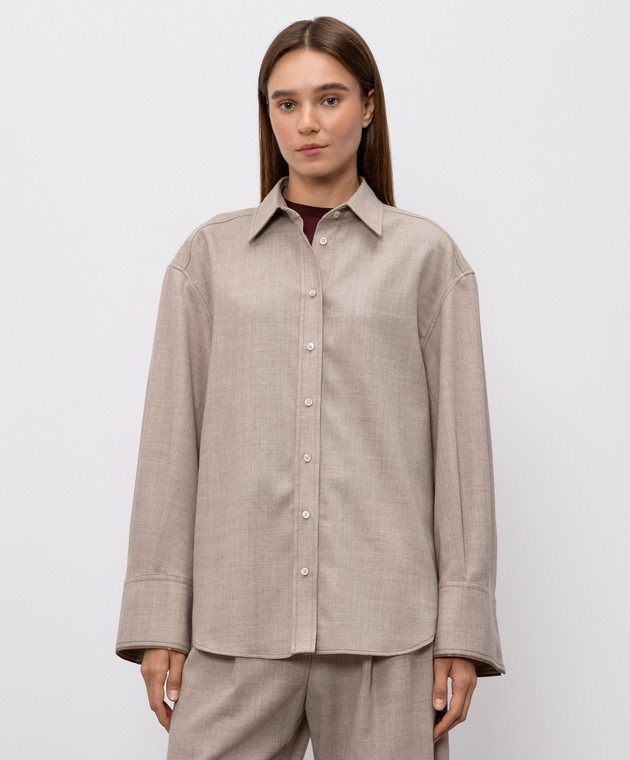 Brunello Cucinelli Бежевая рубашка из шерсти MP550M1M06 изображение 3