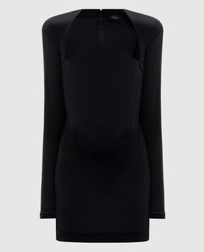 Thierry Mugler Черное бархатное платье мини 25F3RO17576025