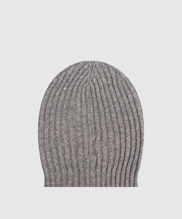 Brunello Cucinelli Детская серая шапка с кашемиром и шерстью BBMM77099B изображение 2