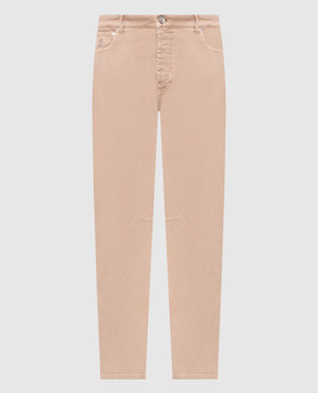 Brunello Cucinelli Бежевые джинсы с вышивкой эмблемы M277PX1290