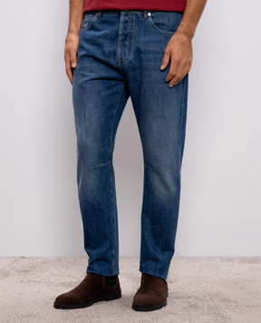 Brunello Cucinelli Синие джинсы с логотип патч M0Z37X1290