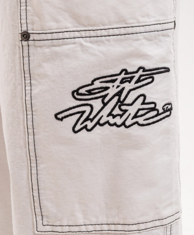 Off-White Білі штани-карго з вишивкою логотипа 44XCF04ES26F001 зображення 5