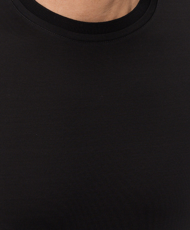 Canali Черная футболка из хлопка MJ00002T0922 изображение 4