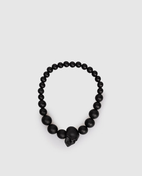 Alexander McQueen Чорний браслет Skull ball з черепом 554504J682V