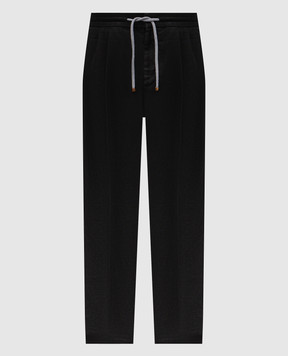 Brunello Cucinelli Брюки черного цвета из льна M243DE1710