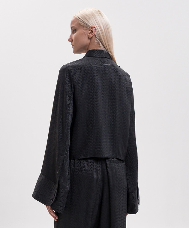Maison Margiela MM6 Черная блузка в логотипе шаблон S52DT0044M36007 изображение 4