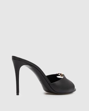 Dolce&Gabbana Черные кожаные мюли с логотипом DG CR1978A1953