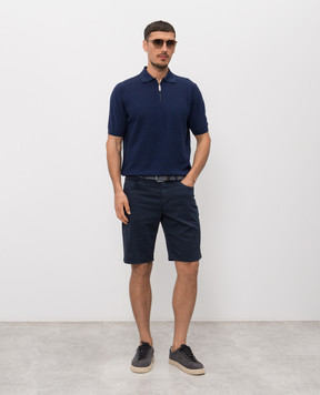 Stefano Ricci Синє поло в тканий візерунок K212039P31F26195