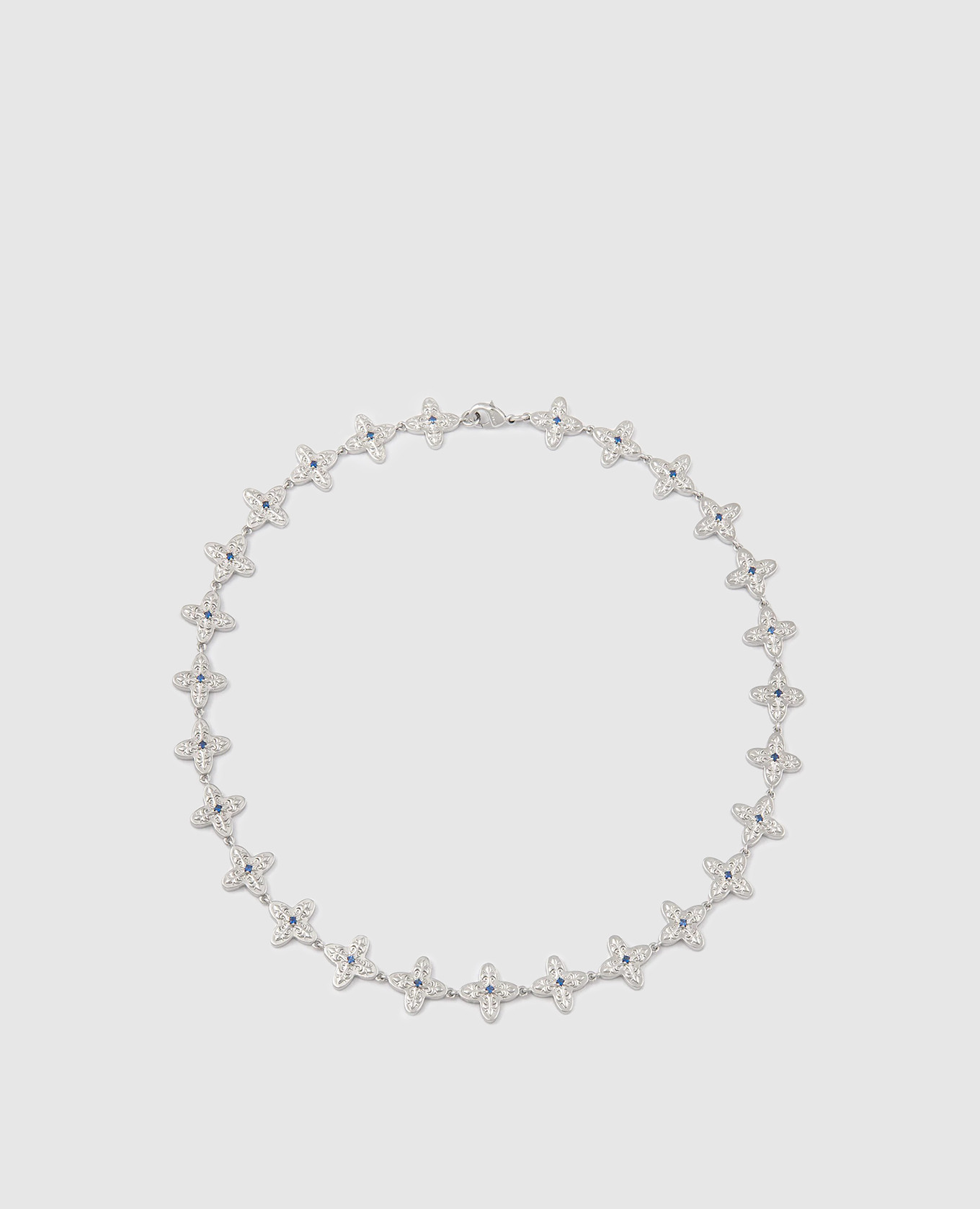 

Серебряное колье Gothic Clover с белым золотом, Серебристый, Колье