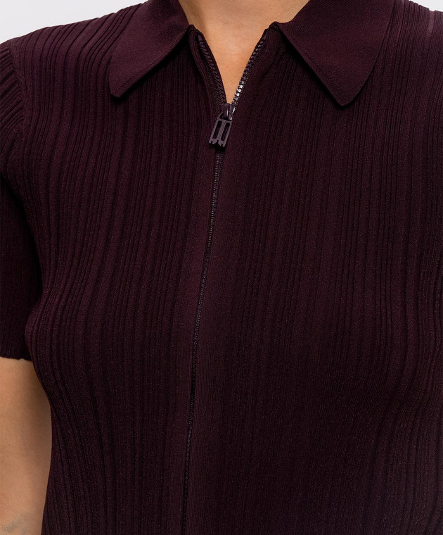 Victoria Beckham Бордовый топ в рубчик на молнии 1326KTP007305A изображение 5