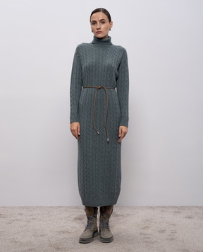 Peserico Зелена сукня міді з вовною та шовком S92216F07A09095