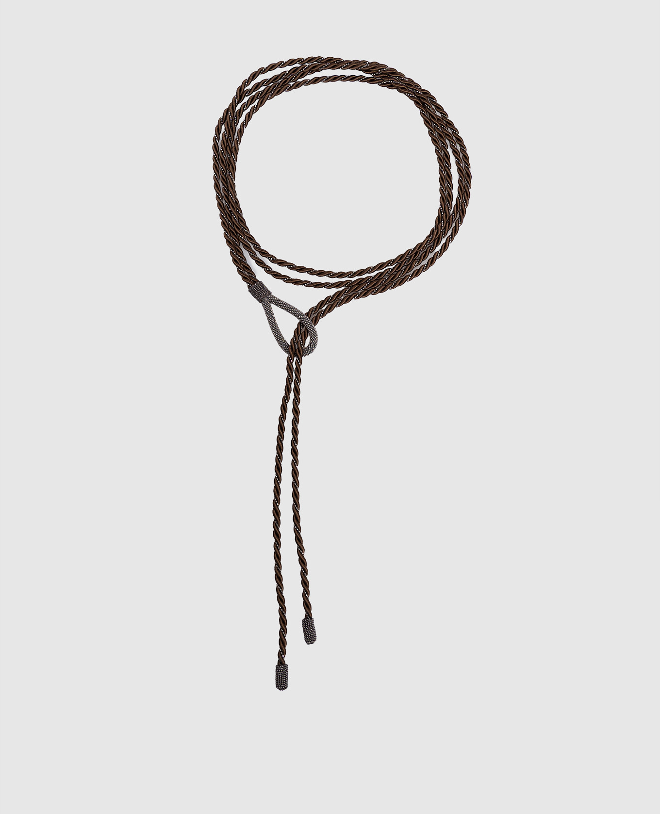 Коричневый плетеный пояс с цепочкой мониль