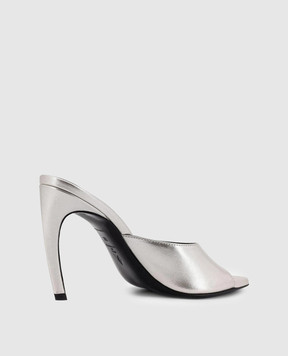 The Attico Серебристые кожаные мюли 260WSH00886LBT112AA