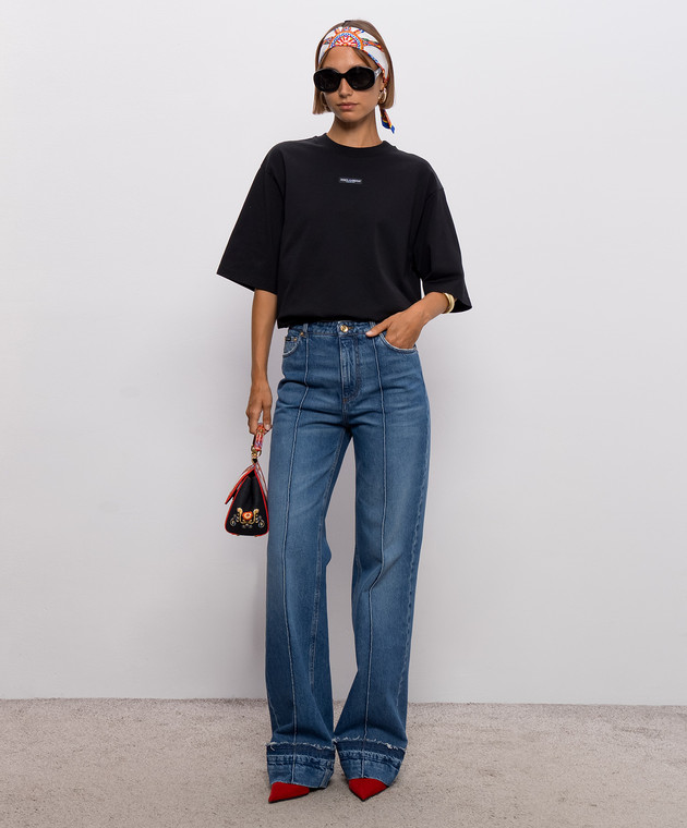 Dolce&Gabbana Чорна футболка з нашивкою логотипа F8V78THU7MA зображення 2