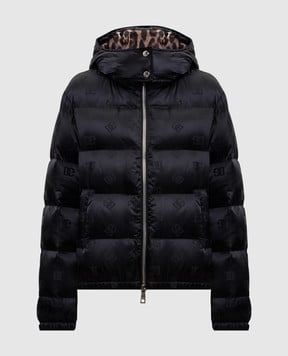 Dolce&Gabbana Черная пуховая куртка в узоре DG F9P48TGDCL4