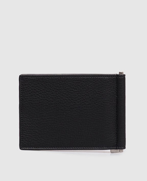 Saint Laurent Чорний шкіряний картхолдер із затискачем для купюр 863631AAELP