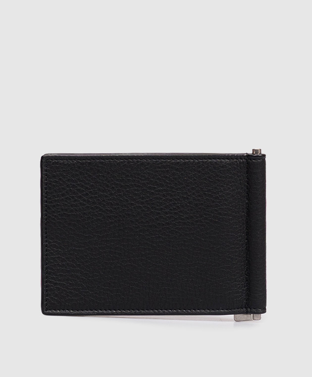 Saint Laurent Чорний шкіряний картхолдер із затискачем для купюр 863631AAELP зображення 2